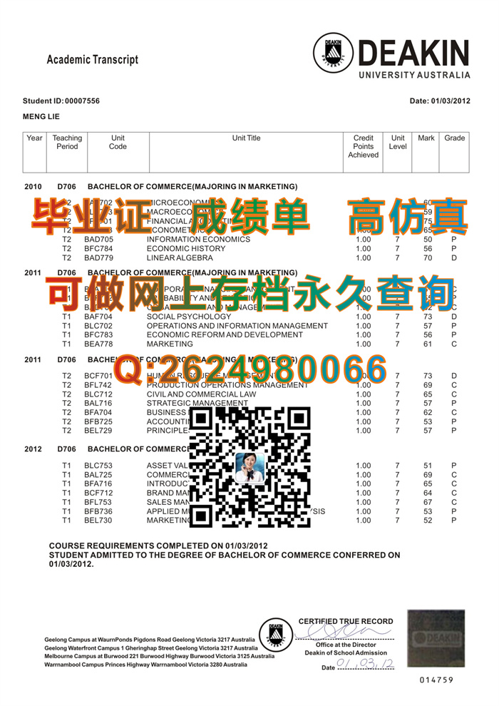 澳大利亚迪肯大学成绩单.jpg